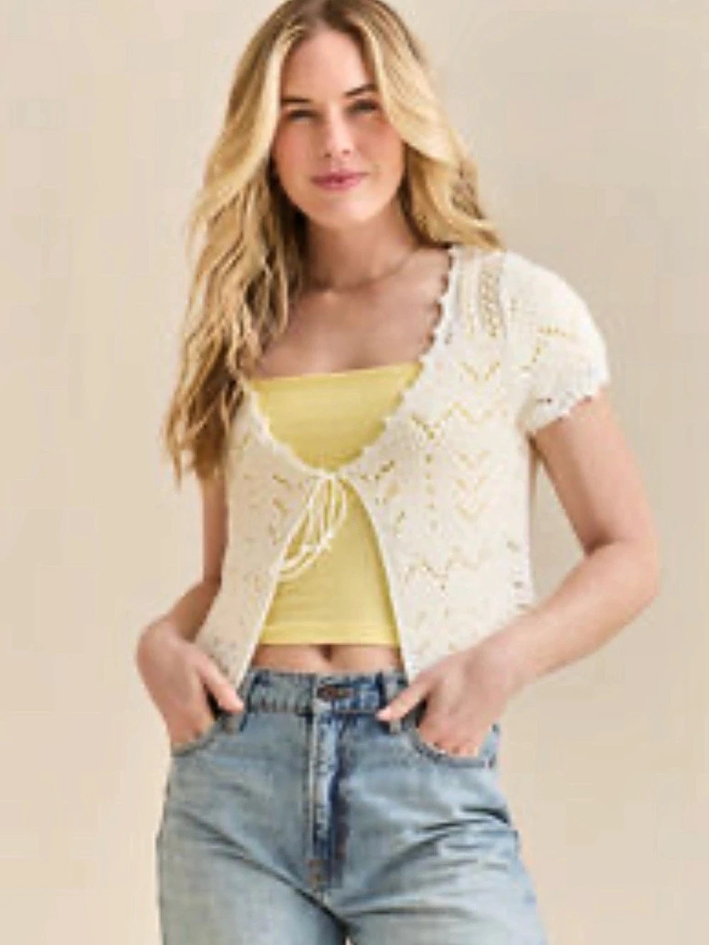 Altar'd State Open Front Crochet Cardigan Size Small